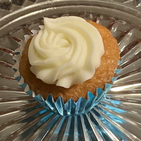 Vanilla Cupcake in blue foil liner