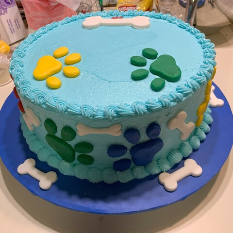 Paw Patrol Cake ready for finishing touches