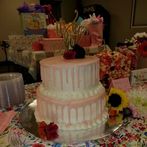 Pink Drip Cake left