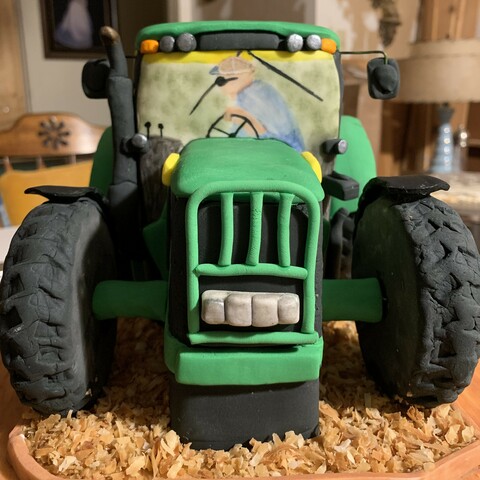 Hay Man Tractor Cake front