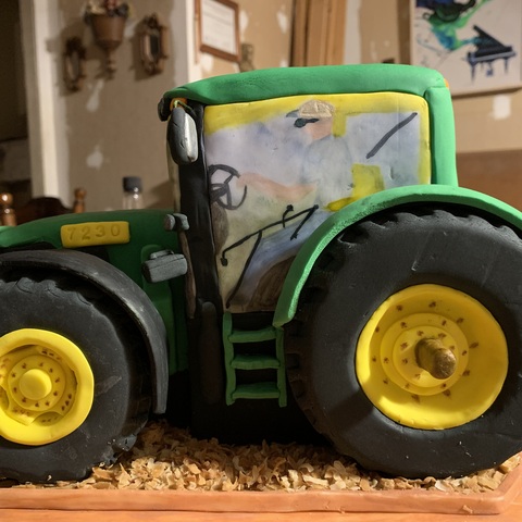 Hay Man Tractor Cake right