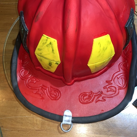 Fireman's Helmet Cake Scrollwork on back