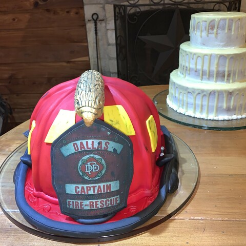 Fireman's Helmet Cake front