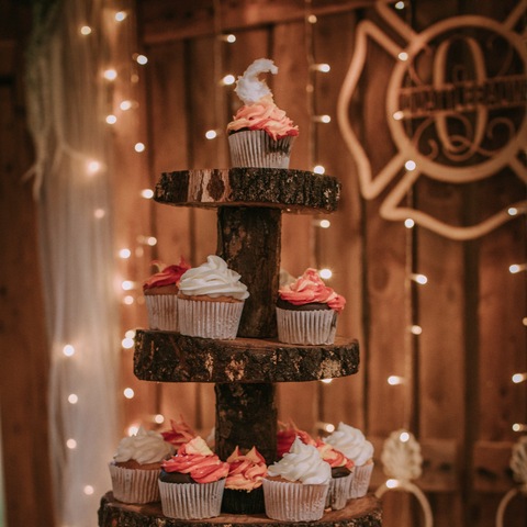 Fire and Smoke Cupcakes on stand