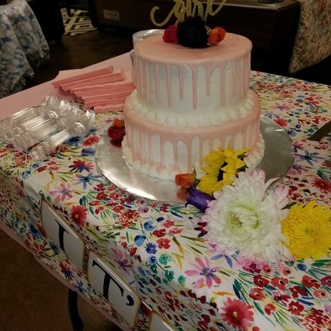 Pink Drip Cake right