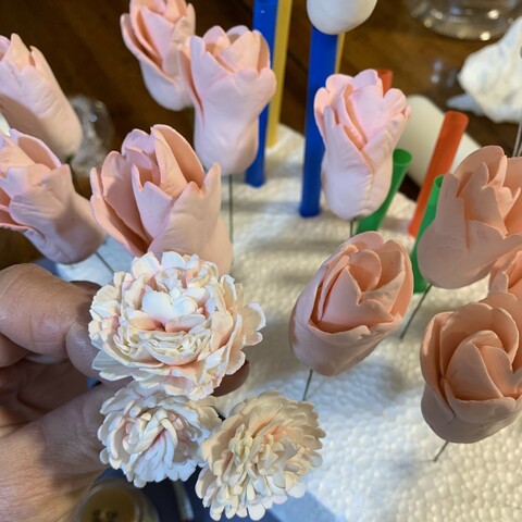 mixed flowers drying