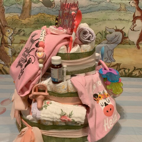 Diaper Cake made by Aunt Jaime side