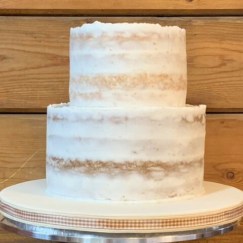 2 tier cake ready for decorations